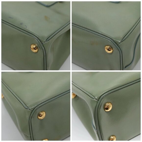 PRADA Galleria Hand Bag Safiano leather 2way Gold Light green Auth 133778 - Picture 14 of 16